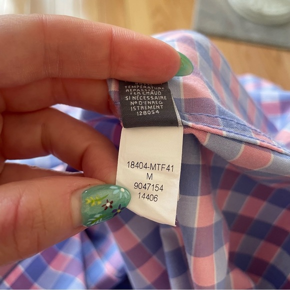 Bonobo Pink Blue Slim Fit Plaid Tech Long Sleeve Casual Button Down Shirt Size M - Picture 5 of 6